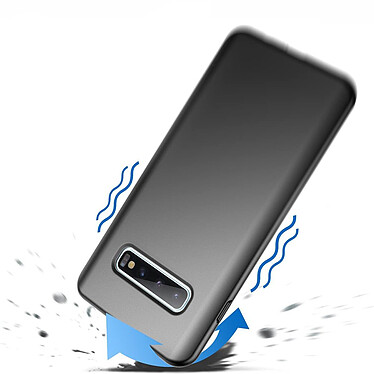 Evetane Coque Samsung Galaxy S10 Silicone liquide Noire + 2 Vitres en Verre trempé Protection écran Antichocs pas cher