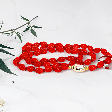 Avis Avizar Bijou de Téléphone Bracelet à Perles Ovales 80cm Collection Charm - Rouge