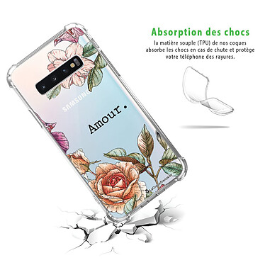 Avis LaCoqueFrançaise Coque Samsung Galaxy S10 anti-choc souple angles renforcés transparente Motif Amour en fleurs
