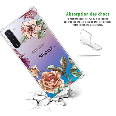 Avis LaCoqueFrançaise Coque Samsung Galaxy Note 10 anti-choc souple angles renforcés transparente Motif Amour en fleurs
