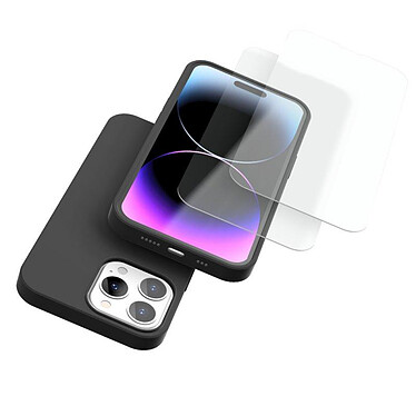 Avis Evetane Coque iPhone 14 Pro Silicone liquide Noire + 2 Vitres en Verre trempé Protection écran Antichocs