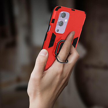 Avis Avizar Coque OnePlus 9 Hybride Antichoc Bague Métallique Support rouge