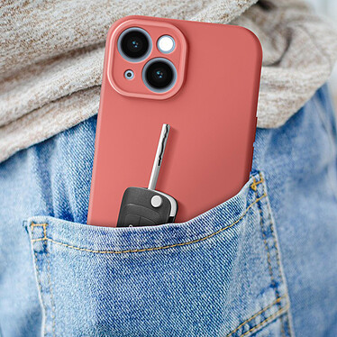 Avizar Coque Silicone pour iPhone 15 Caméra Protégée Doux au Toucher  Saumon pas cher