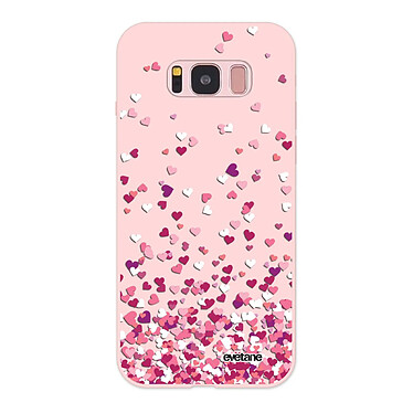 Evetane Coque Samsung Galaxy S8 Silicone Liquide Douce rose pâle Confettis De Coeur