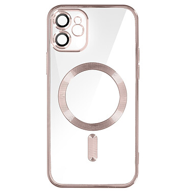 Avizar Coque MagSafe pour iPhone 11 Silicone Protection Caméra  Contour Chromé Rose Gold