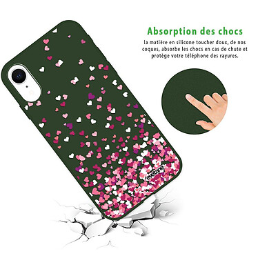 Avis Evetane Coque iPhone Xr Silicone Liquide Douce vert kaki Confettis De Coeur