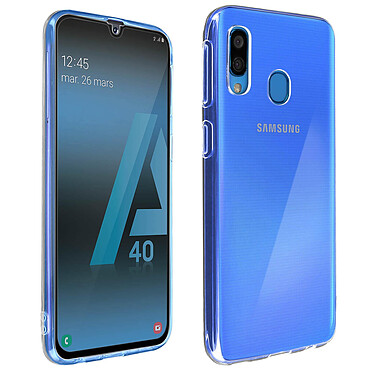 Avizar Coque Samsung Galaxy A40 Silicone Souple et Film Verre Trempé 9H Contour noir