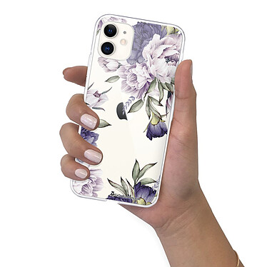 LaCoqueFrançaise Coque iPhone 11 silicone transparente Motif Pivoines Violettes ultra resistant pas cher