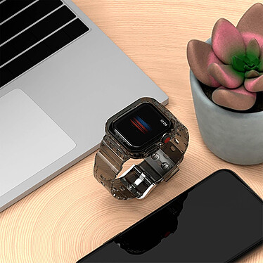 Acheter Avizar Bracelet pour Apple Watch Ultra 49mm Silicone Bumper Ajustable  Transparent Noir