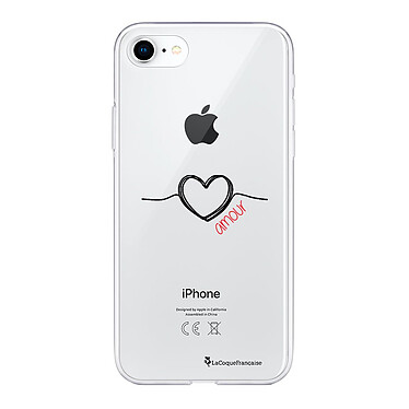LaCoqueFrançaise Coque iPhone 7/8/ iPhone SE 2020 360 intégrale transparente Motif Coeur Noir Amour Tendance