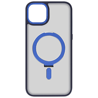 Avizar Coque MagSafe pour iPhone 15 Plus Silicone Gel Anneau Fonction Support  Dos Givré Contour Bleu Marine
