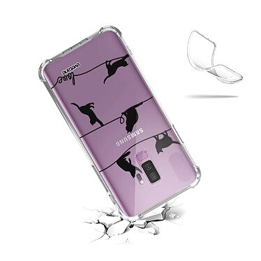 Acheter Evetane Coque Samsung Galaxy S9 Plus anti-choc souple angles renforcés transparente Motif Chat Lignes