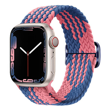 Avizar Bracelet pour Apple Watch 41mm et 40mm et 38 mm Nylon Tressé Ajustable par Boucle Métallique  bleu et rose