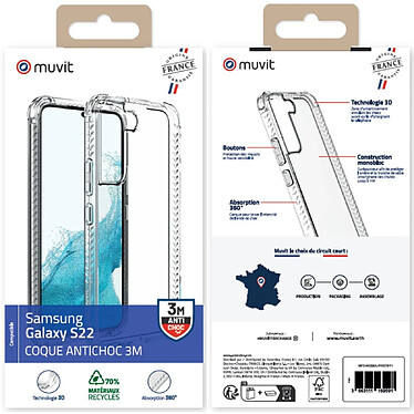 Avis Muvit Coque pour Samsung Galaxy S22 RENFORCEE ANTICHOC 3M Transparent