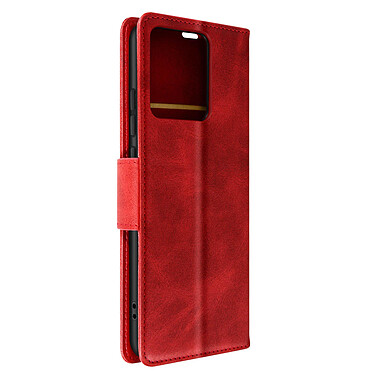Avizar Étui Portefeuille Rouge  pour Xiaomi Redmi Note 12 5G et 4G série Bara Soft Leather, Support Vidéo