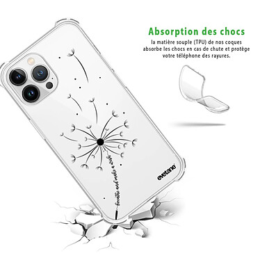 Avis Evetane Coque iPhone 13 Pro Max Silicone antichocs Solides coins renforcés  transparente Motif Pissenlit Make a wish