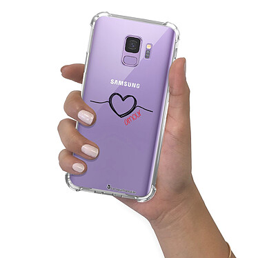 LaCoqueFrançaise Coque Samsung Galaxy S9 anti-choc souple angles renforcés transparente Motif Coeur Noir Amour pas cher