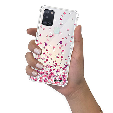 Evetane Coque Samsung Galaxy A21S anti-choc souple angles renforcés transparente Motif Confettis De Coeur pas cher