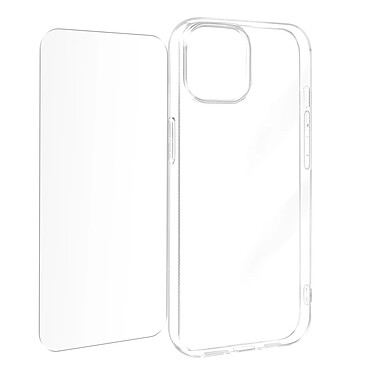 Avizar Coque pour iPhone 15 Silicone Gel et Verre Trempé 9H Transparent