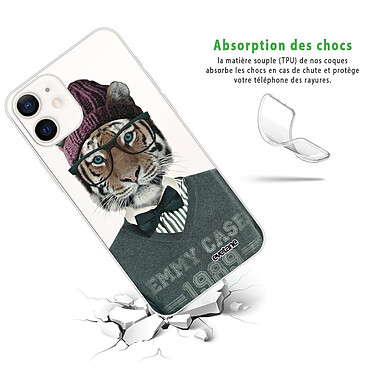 Avis Evetane Coque iPhone 12 mini silicone transparente Motif Tigre Fashion ultra resistant