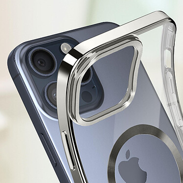Acheter Avizar Coque MagSafe pour iPhone 15 Pro Max Silicone Protection Caméra  Contour Chromé Argent