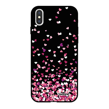 Evetane Coque iPhone X/ Xs Silicone Liquide Douce noir Confettis De Coeur