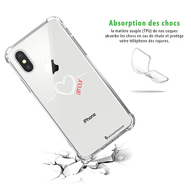 Avis LaCoqueFrançaise Coque iPhone X/Xs anti-choc souple angles renforcés transparente Motif Coeur Blanc Amour