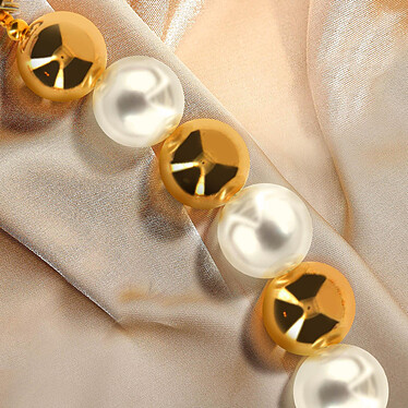 Avizar Bracelet Téléphone perle dorée et blanche Clip Design Nœud papillon pas cher