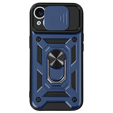 Mayaxess Coque pour iPhone 15 Bague Support Cache Caméra Coulissant Bleu Nuit