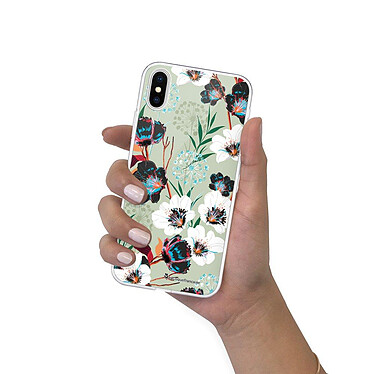 LaCoqueFrançaise Coque iPhone X/Xs 360 intégrale Fleurs vert d'eau Tendance pas cher
