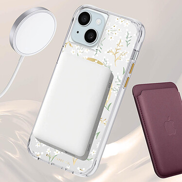 Avis Case mate Coque MagSafe pour iPhone 15 Plus Motif Petites Fleurs Blanc