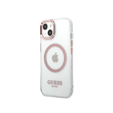 Guess Coque Magsafe pour Apple iPhone 14 Plus TPU Gold Outline Transparent