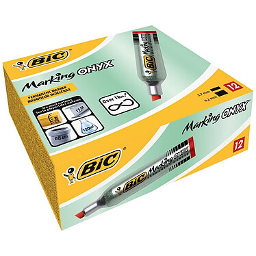 BIC Marqueur Permanent MARKING ONYX 1481 Pte Biseau 2,7 à 6,2 mm Rouge x 12
