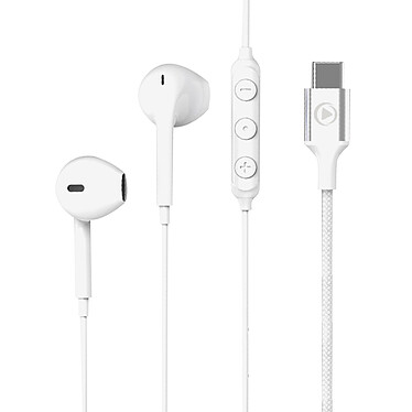 Écouteurs Filaires USB-C Nylon Tressé Garantie à Vie Écologique Force Play Blanc