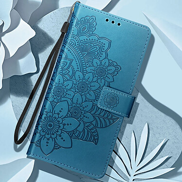 Acheter Avizar Étui Fleurs Mandala pour Samsung Galaxy A35 5G Portefeuille Dragonne Bleu