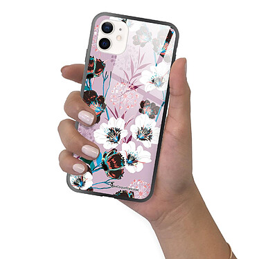 LaCoqueFrançaise Coque iPhone 12 Mini Coque Soft Touch Glossy Fleurs parme Design pas cher