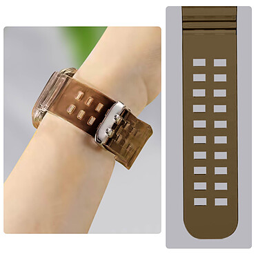 Avizar Bracelet pour Apple Watch 49mm Silicone Bumper Ajustable  Transparent Noir pas cher