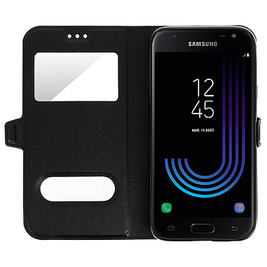Avis Avizar Housse Samsung Galaxy J3 2017 Etui Double Fenêtre Coque Silicone Gel - noir