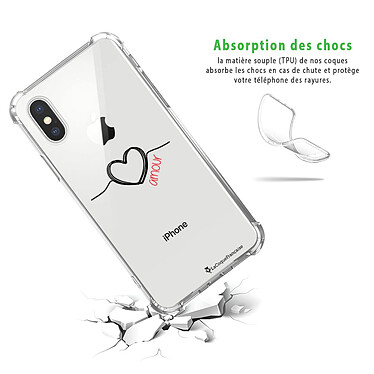 Avis LaCoqueFrançaise Coque iPhone X/Xs anti-choc souple angles renforcés transparente Motif Coeur Noir Amour