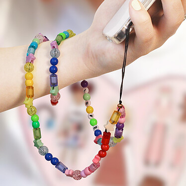 Avizar Bijou Téléphone Bracelet Perles et Love 65cm Collection Lovely Multicolore pas cher