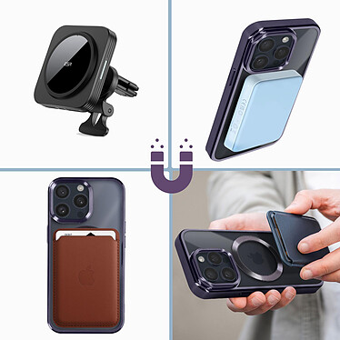 Avis Avizar Coque MagSafe pour iPhone 15 Pro Max Silicone Protection Caméra  Contour Chromé Violet