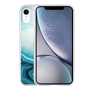 Avis Evetane Coque iPhone Xr silicone transparente Motif Bleu Nacré Marbre ultra resistant