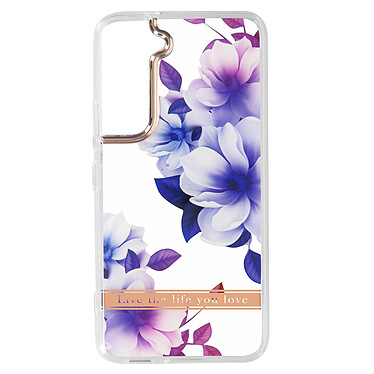 Avizar Coque pour Samsung Galaxy S22 Dos Rigide Contour Silicone  Motif Fleurs Violettes