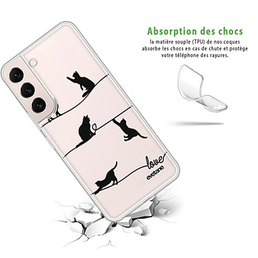 Avis Evetane Coque Samsung Galaxy S22 5G 360 intégrale transparente Motif Chat Lignes Tendance