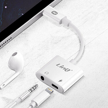 LinQ Adaptateur Audio et Charge iPhone vers Jack 3.5mm Lightning Compact  Blanc pas cher