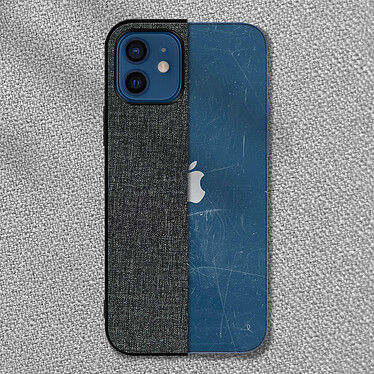 Avizar Coque iPhone 12 Mini Hybride Finition Tissu Anti-traces Lavable gris pas cher