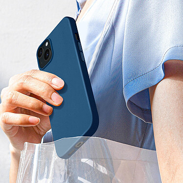 Acheter Avizar Coque pour iPhone 15 Silicone gel Anti-traces Compatible QI 100% Recyclable  Bleu nuit