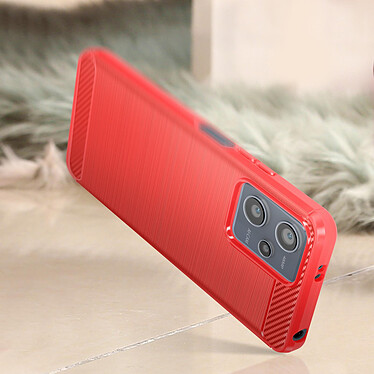 Avizar Coque pour Xiaomi Redmi Note 12 4G et 5G Renforcée Souple Carbone Effet Brossé  Rouge pas cher