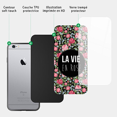 Acheter Evetane Coque iPhone 6/6s Coque Soft Touch Glossy La Vie en Rose Design