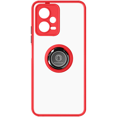 Avizar Coque pour Xiaomi Redmi Note 12 5G Bi-matière Bague Métallique Support Vidéo  Rouge
